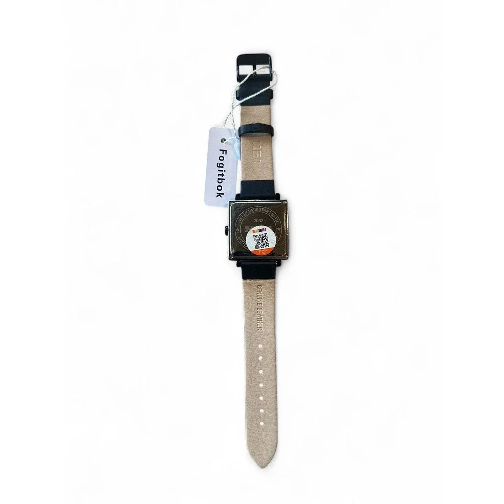 SKMEI Dress Watch Men Quartz Business Square Wristwatch 2032 Black Leather Band